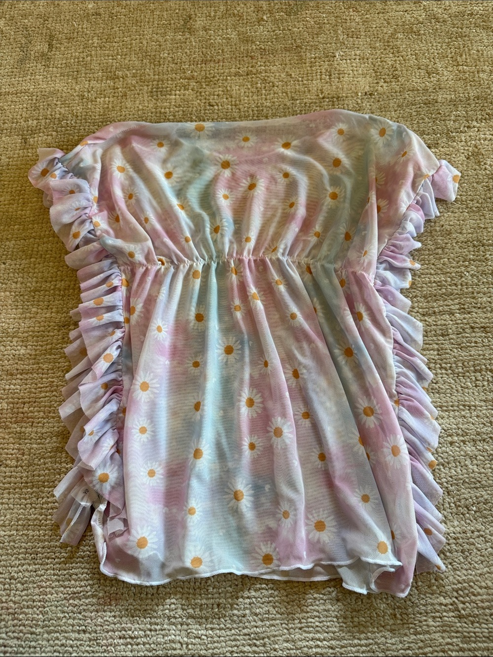 Pastel Daisy Ruffle Beach Cover-Up